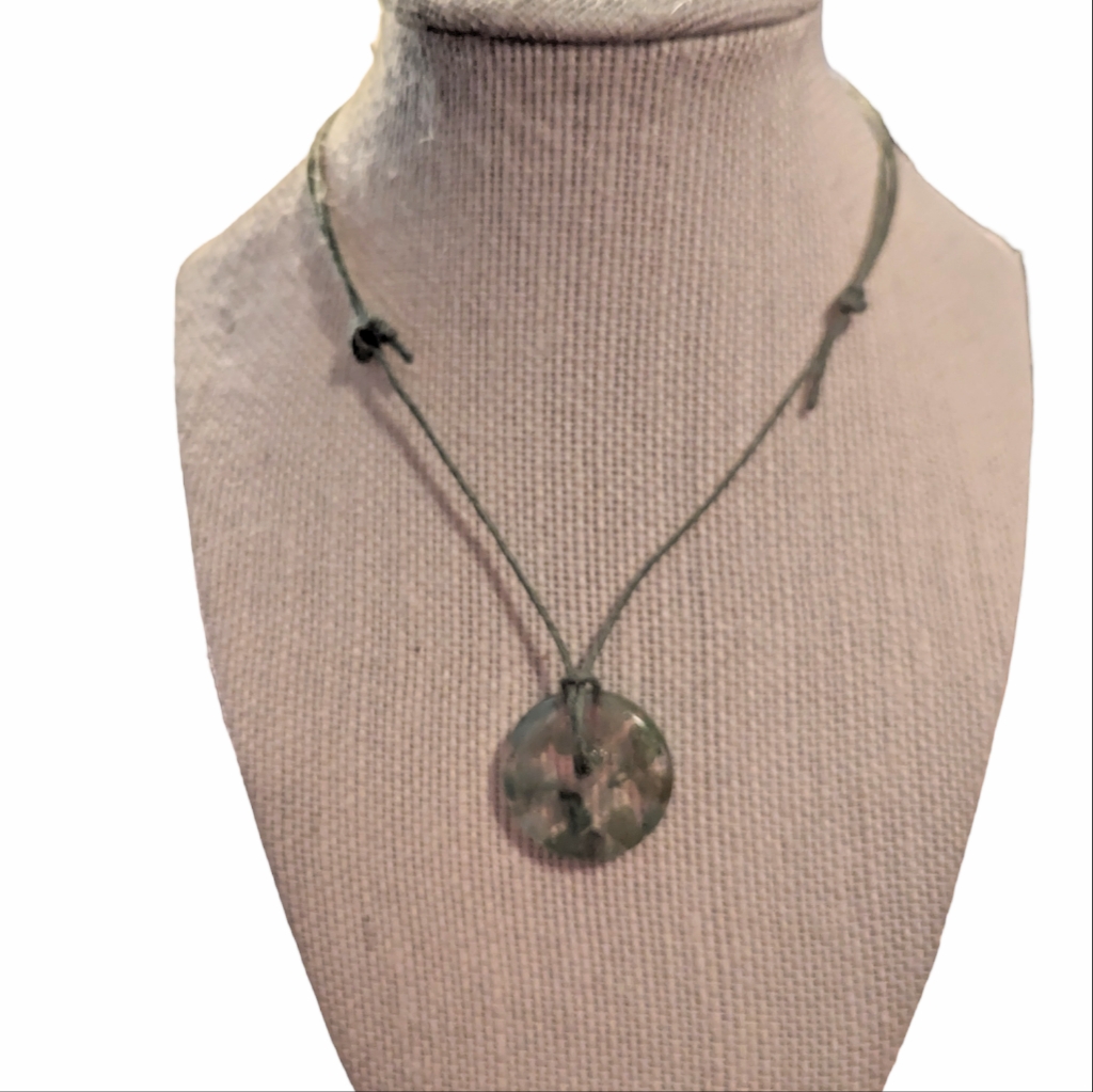 Emerald Pendant With Hemp Cord